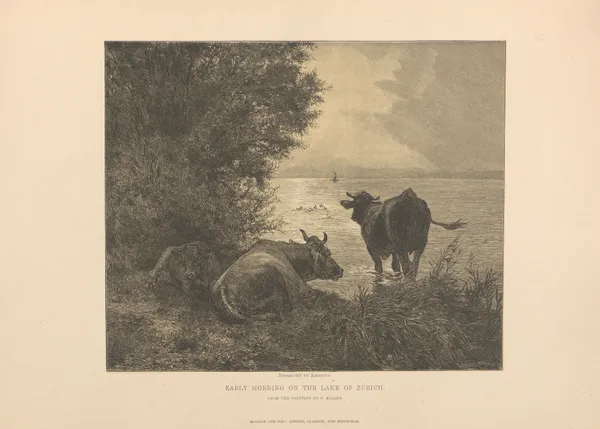 F. Koller – Early Morning on the Lake of Zurich av Theodor Gsell Fels