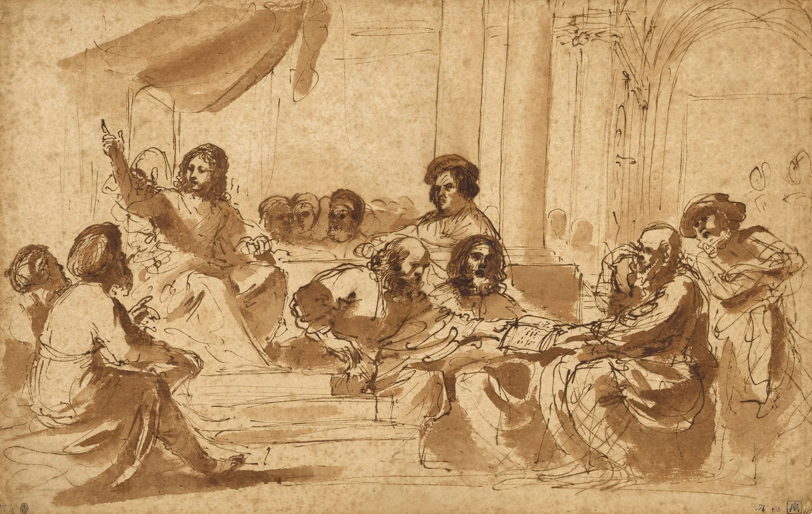 Christ Preaching in the Temple av Guercino