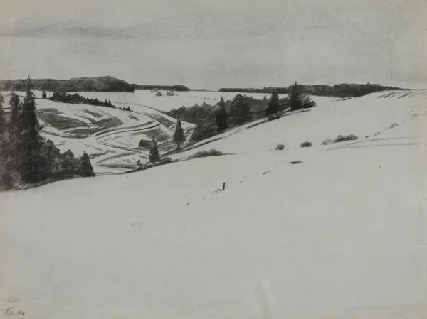Schneelandschaft bei Königsfeld av Gustav Kampmann
