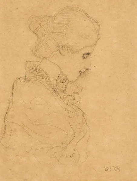 A Lady in Profile to the right av Gustav Klimt