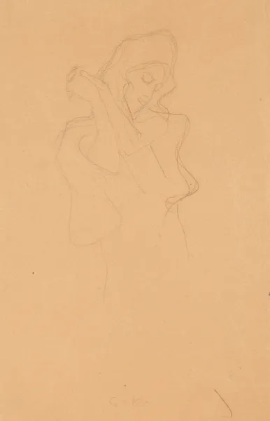 Bekleidete Figur nach rechts (Dressed Figure to the Right) av Gustav Klimt