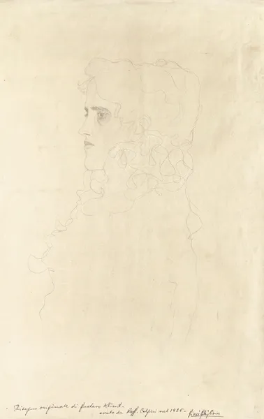 Bildnis einer Frau im Profil mit Rüschenkragen av Gustav Klimt