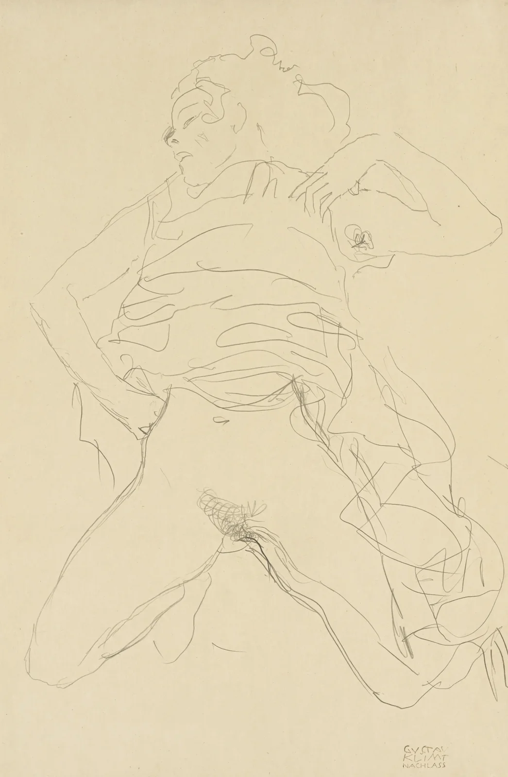 Halbakt mit eingebeugten Knien (Semi-Nude Woman with Bent Knees) av Gustav Klimt