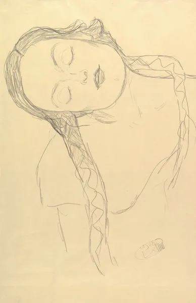 Half-figure of a Young Woman av Gustav Klimt
