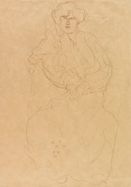 Im Lehnstuhl Sitzende von vorne, 1904 – nr 2 av Gustav Klimt