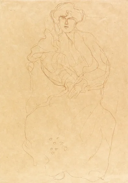 Im Lehnstuhl Sitzende von vorne, 1904 – nr 1 av Gustav Klimt