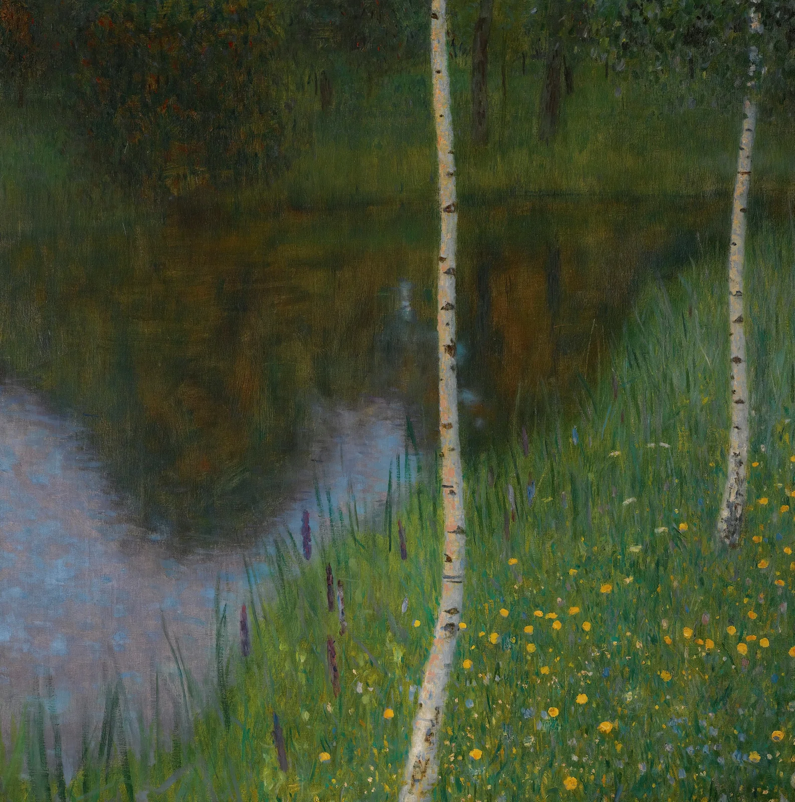 Lakeshore With Birches av Gustav Klimt
