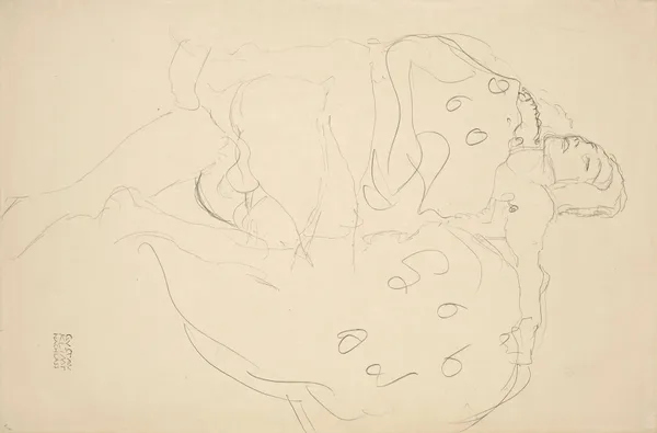 Liebespaar nach rechts av Gustav Klimt