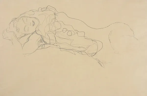 Liegender Halbakt nach links av Gustav Klimt