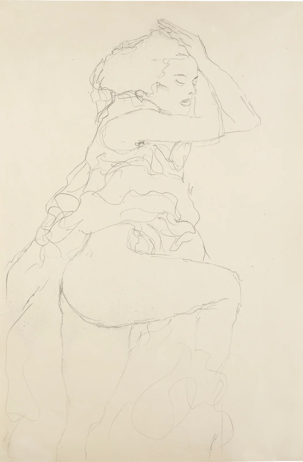 Nach rechts (semi-nude facing right) av Gustav Klimt