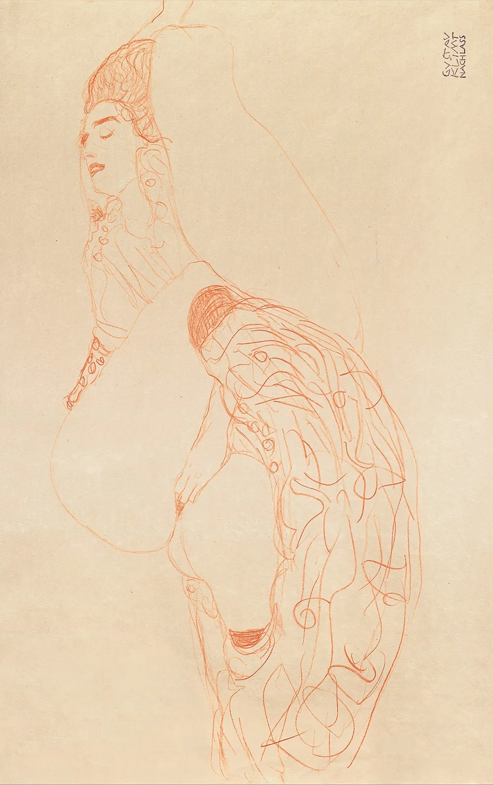 Reclining Semi-Nude (Masturbating) av Gustav Klimt