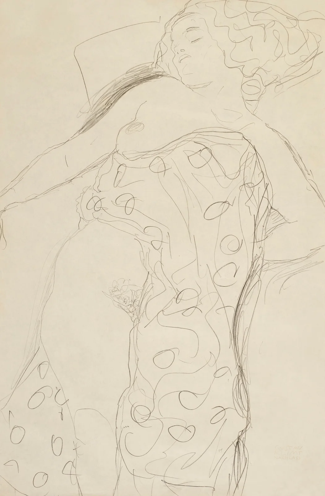 Schlafender Halbakt av Gustav Klimt