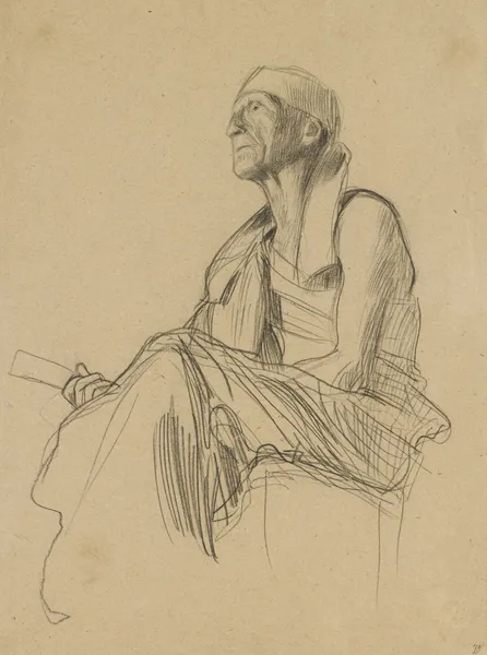 Seated Man Turned to the Left av Gustav Klimt