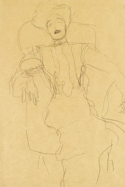 Sitzende Dame von vorne (Seated Lady Face-On) av Gustav Klimt