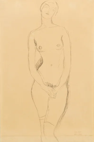 Standing female nude av Gustav Klimt