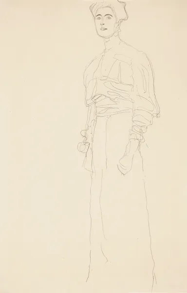 Stehend nach links (study for the portrait of Margaret Stonborough-Wittgenstein) av Gustav Klimt