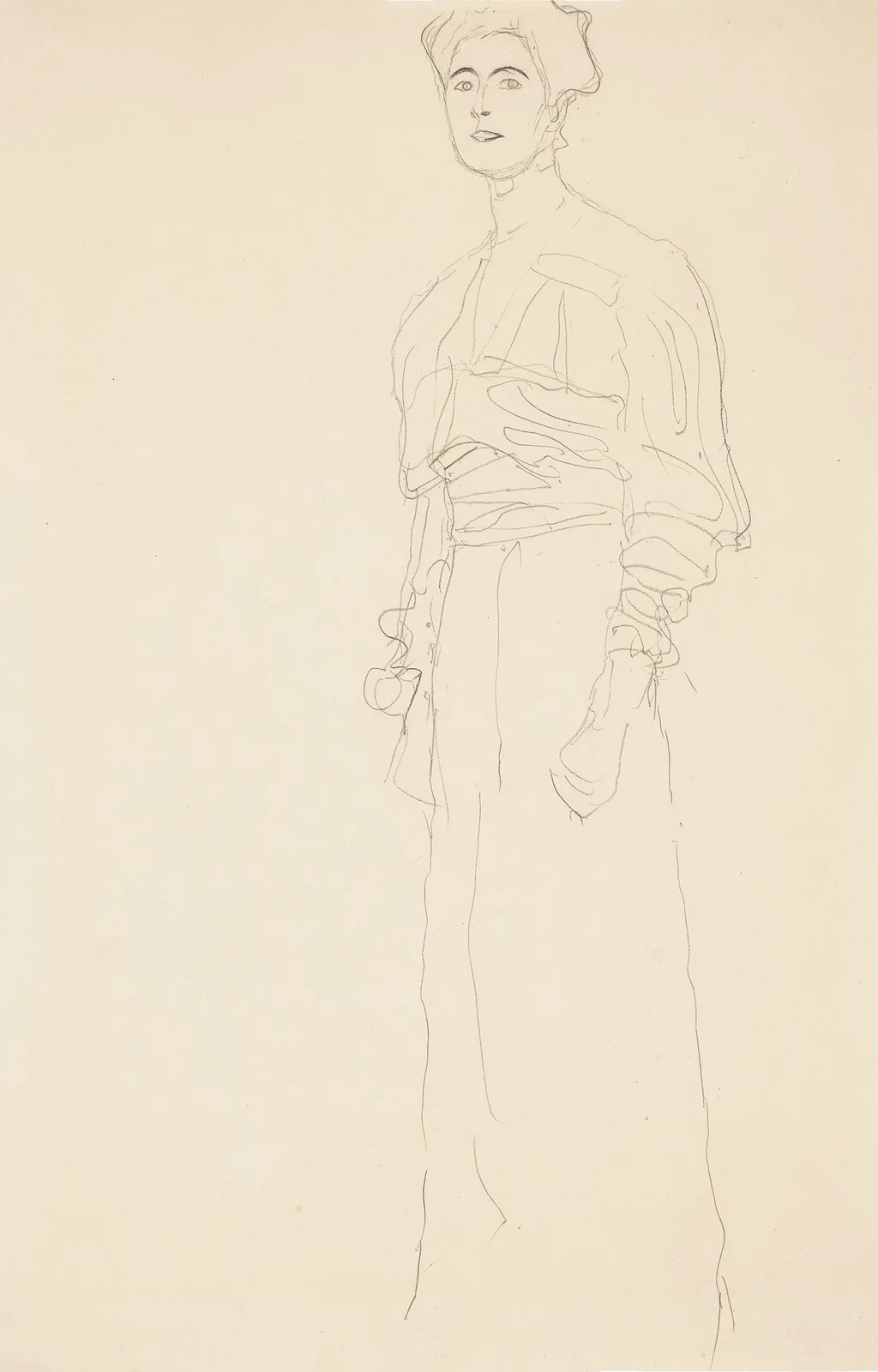 Stehend nach links (study for the portrait of Margaret Stonborough-Wittgenstein) av Gustav Klimt