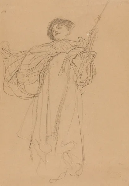 Studie zu ‘Gerechtigkeit’ in der Ölskizze für die ‘Jurisprudenz’ av Gustav Klimt