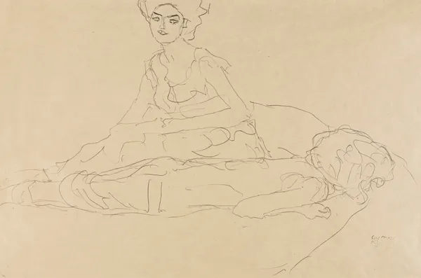 Studie zweier frauen (study of two women) av Gustav Klimt