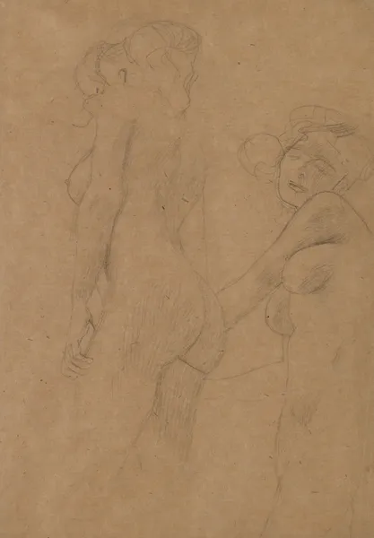 Two Female Nudes Standing av Gustav Klimt