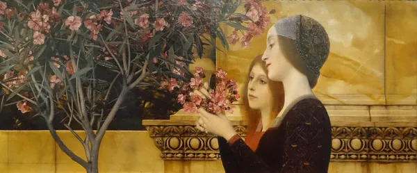 Two Girls with an Oleander Bush av Gustav Klimt