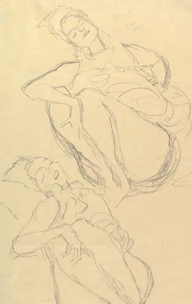 Two Studies for a Crouching Woman av Gustav Klimt