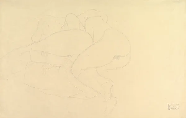 Two Women Friends Reclining av Gustav Klimt