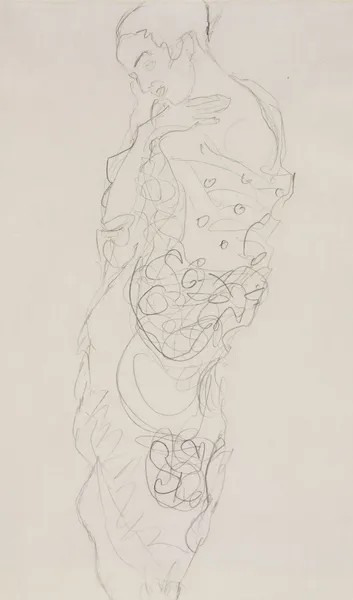 Woman in Kimono, left shoulder bare av Gustav Klimt