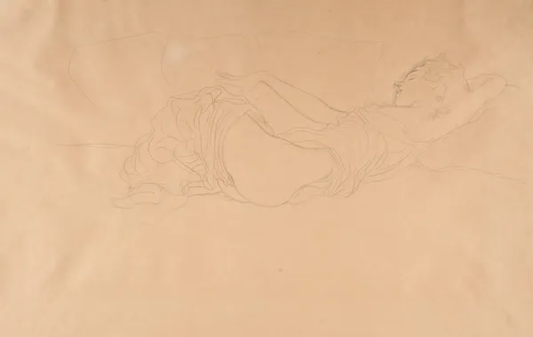 Woman Lying on her Back, Partly Dressed av Gustav Klimt