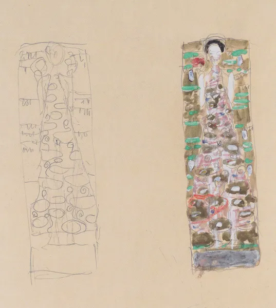 Zwei Entwürfe zum Schmuckblatt für Otto Wagner av Gustav Klimt