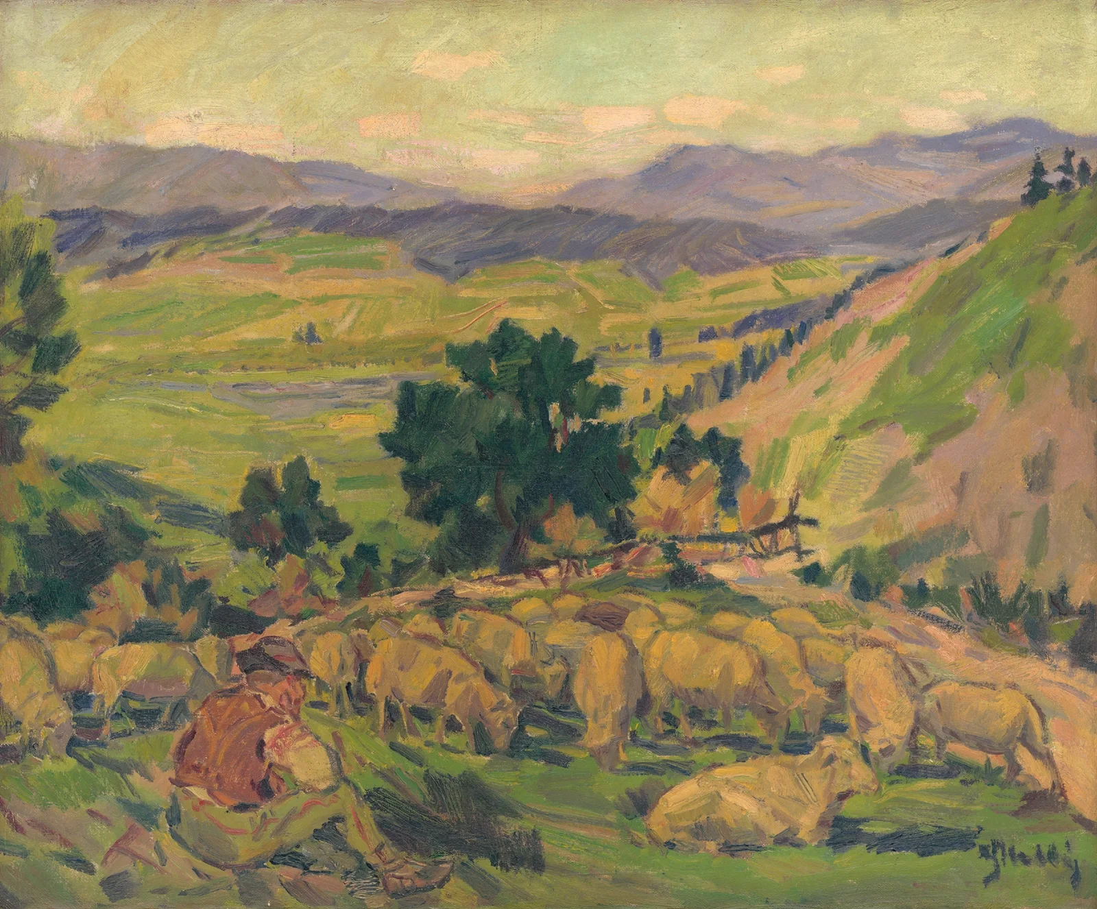 Landscape with Sheep av Gustáv Mallý