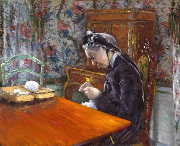 Mademoiselle Boissière Knitting av Gustave Caillebotte