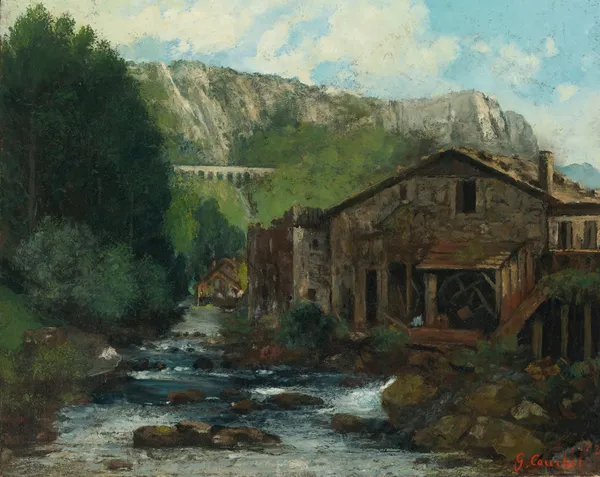 A Mill In A Rocky Landscape av Gustave Courbet