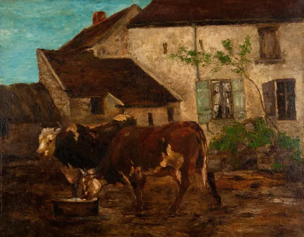 At the Water Trough av Gustave Courbet