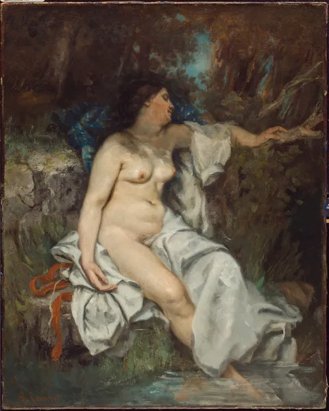 Bather Sleeping by a Brook av Gustave Courbet