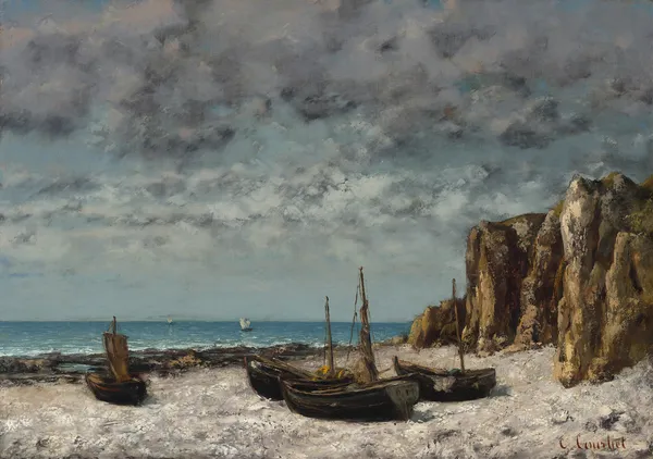 Boats on a Beach,Etretat av Gustave Courbet