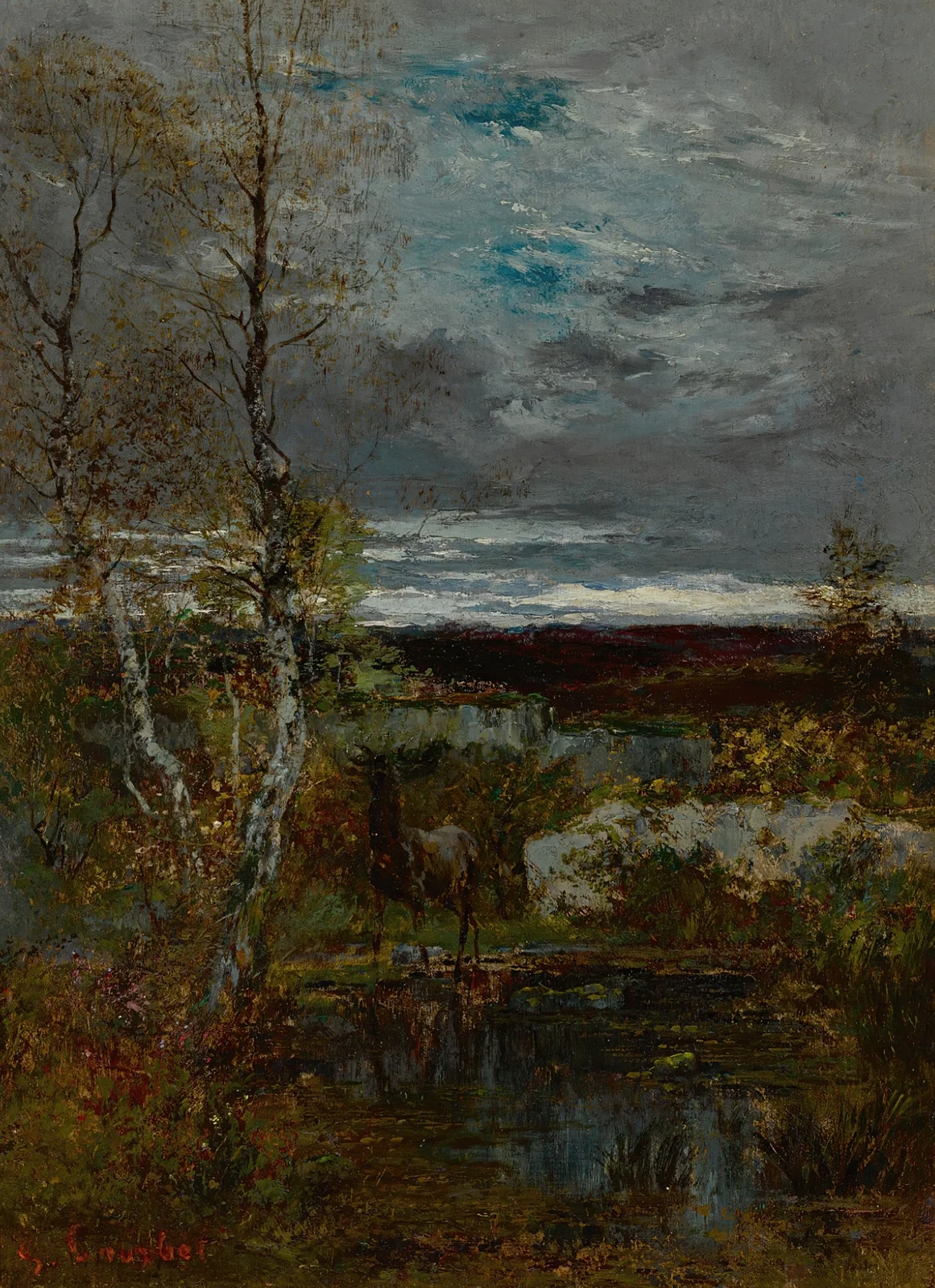 Cerf À La Mare (Fontainebleau) av Gustave Courbet