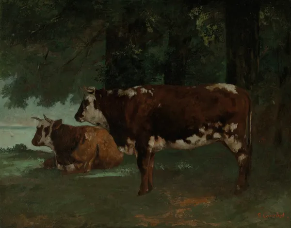 Deux vaches a la robe marron av Gustave Courbet