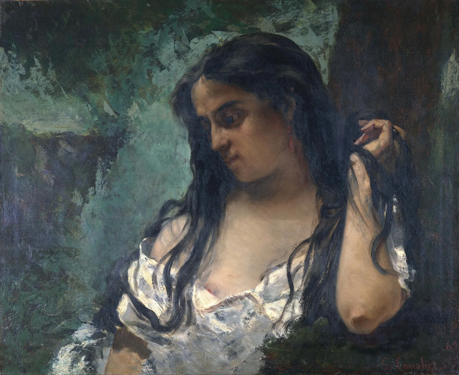 Gypsy In Reflection av Gustave Courbet