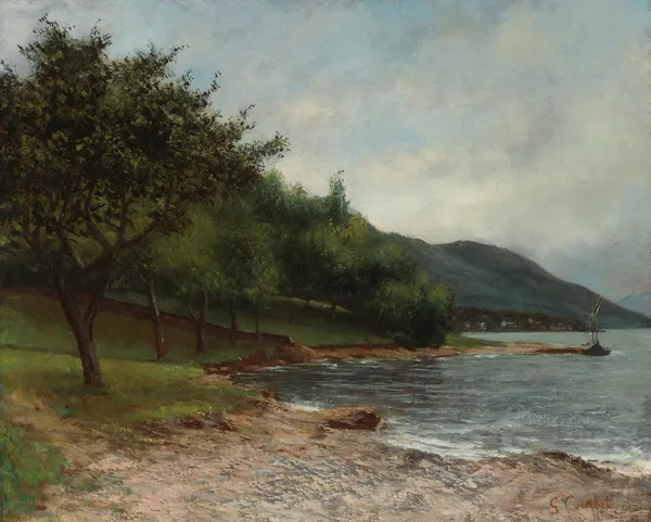 La Rive Du Lac Léman av Gustave Courbet