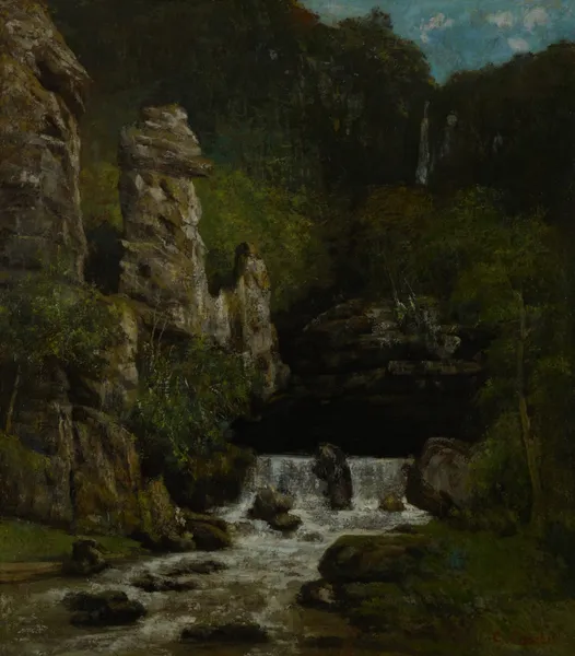 Landscape with a Waterfall av Gustave Courbet