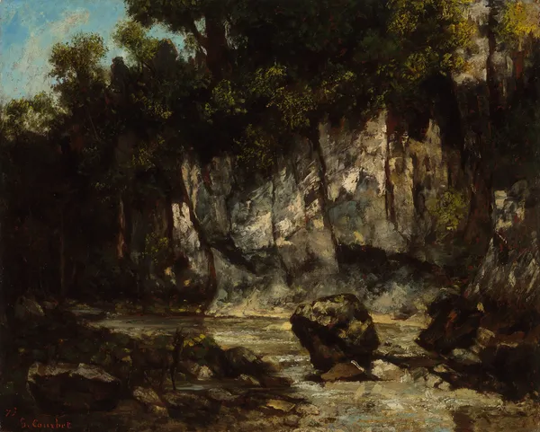 Landscape with stag av Gustave Courbet