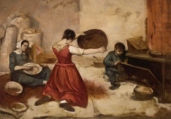 Les cribleuses de blé, esquisse av Gustave Courbet
