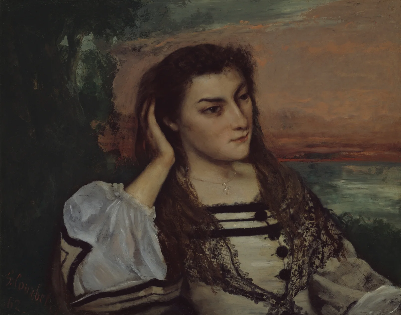 Reverie (Portrait of Gabrielle Borreau) av Gustave Courbet