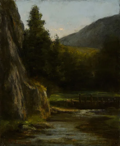 Rochers, sapins, ruisseau av Gustave Courbet