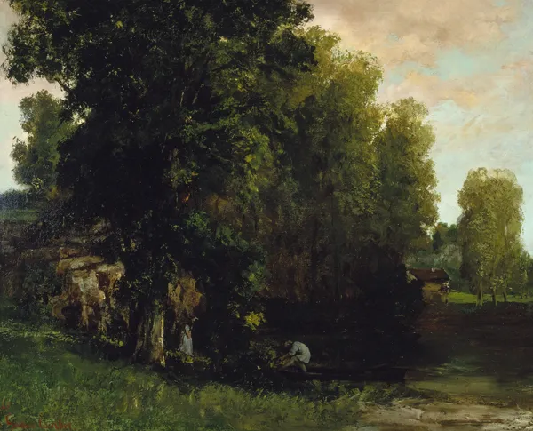 The Edge of the Pool (Au Bord de lEtang) av Gustave Courbet