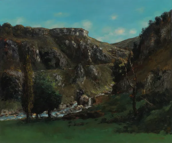 Vallée De La Loue Près Mouthiers-Haute-Pierre av Gustave Courbet