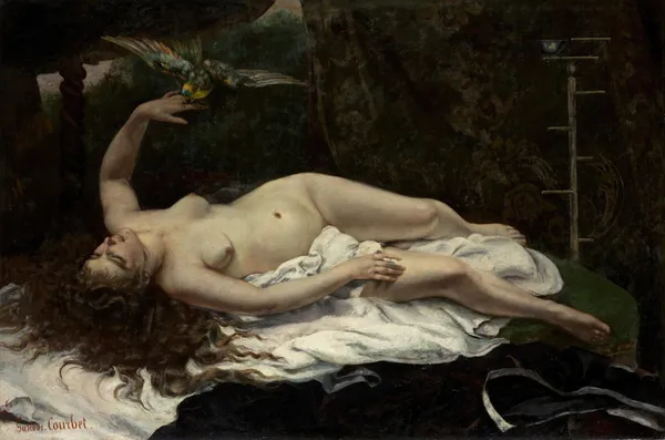 Woman with a Parrot av Gustave Courbet