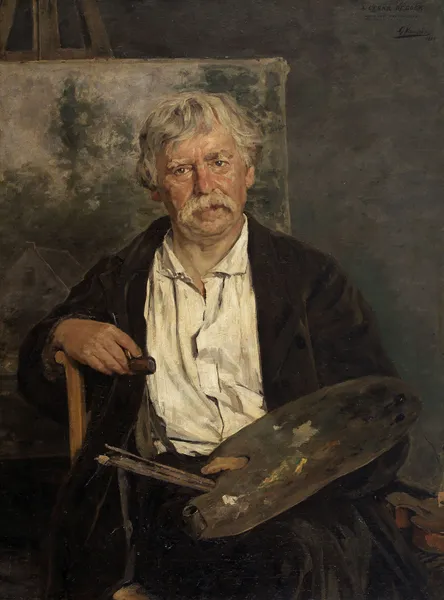 Portrait of the Artist César De Cock av Gustave Vanaise