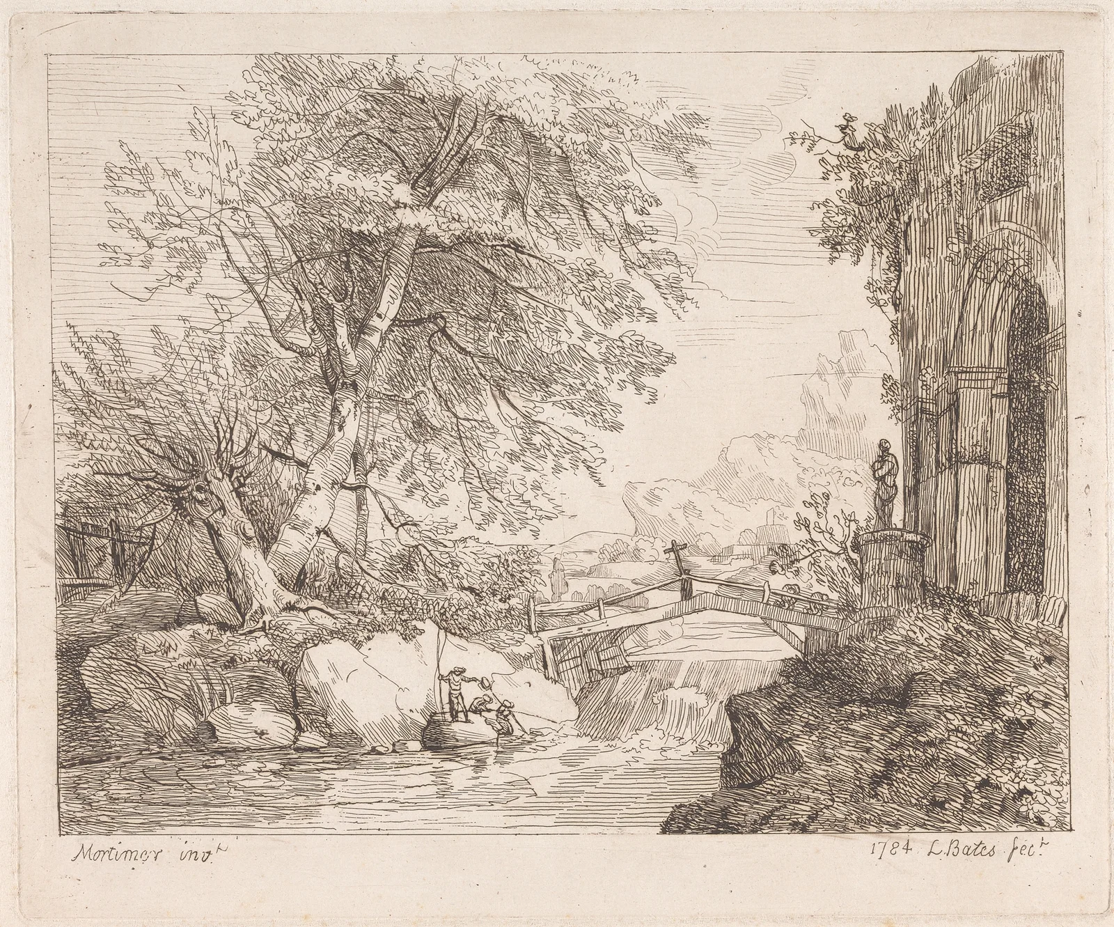 Landscape with Classical Ruins av John Hamilton Mortimer